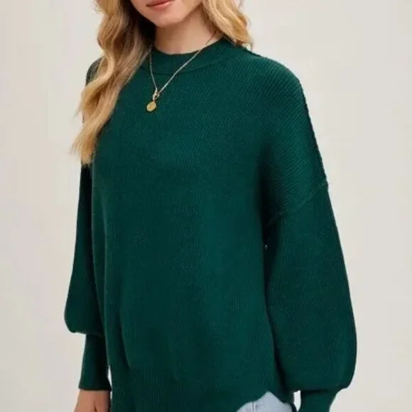 CLEAR OUT!! Ribbed Mock Neck Pullover - Picture 9 of 9